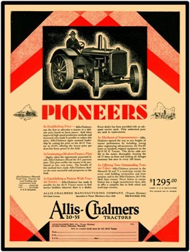 1930 ALLIS CHALMERS 20-35 MODEL E TRACTOR Metal Sign Repro 9x12" 60532 
