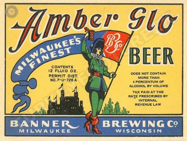 this is an amber glo beer label metal sign