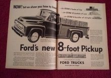 Vintage 1956 Ford F100 Pickup Truck Two Page Advertisement