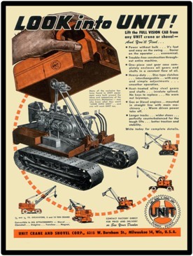 Unit Crane & Shovel Vintage Look Metal Sign