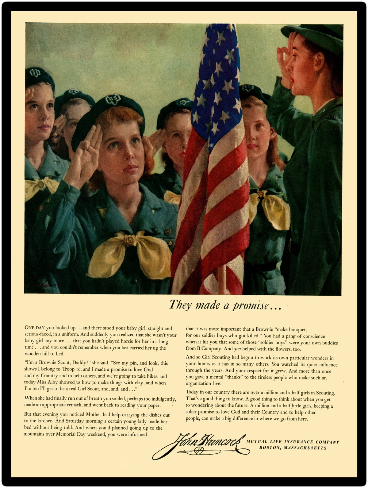 Vintage Look Metal Sign with Girl Scouts Taking the Pledge of ...