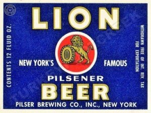 Pilsener Brewing Company, New York's Vintage Look Lion Beer Collectible Metal Sign