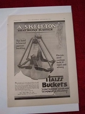Haiss Buckets 1929 Vintage Construction Equipment Collectible Advertisement: Skeleton Theme