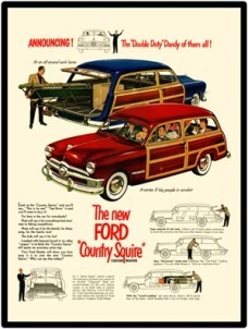 Collectible 1950 Ford Automobiles Vintage Look New Metal Sign: Ford Country Squire Wagon