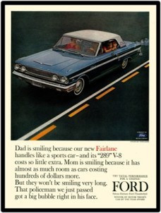 Collectible 1964 Ford Automobiles Vintage Look New Metal Sign: Fairlane 500 Sport Coupe
