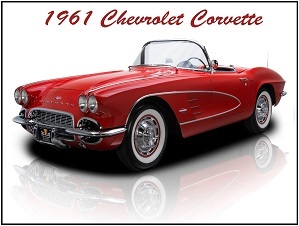 Collectible 1961 Chevrolet Corvette Convertible New Metal Sign