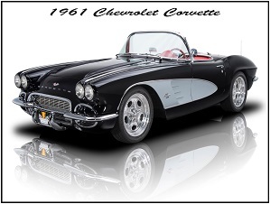 Collectible 1961 Chevrolet Convertible in Black New Metal Sign