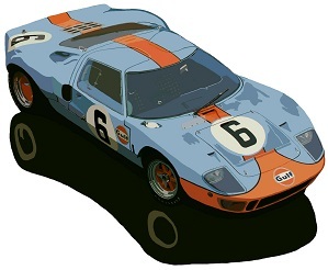 Ford GT-40 in Gulf Oil Color Scheme Collectible Metal Sign