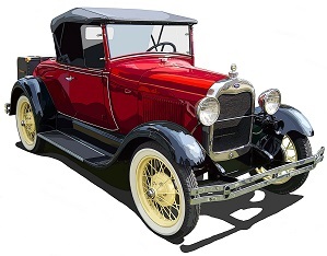 Ford Model A in Red Collectible Metal Sign