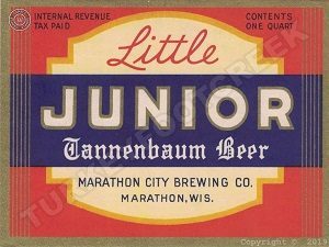 Little Junior Beer Label Collectible New Metal Sign: Marathon, Wisconsin
