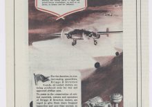 1942 Briggs & Stratton Gasoline Motors Collectible Advertisement: World War Two Theme