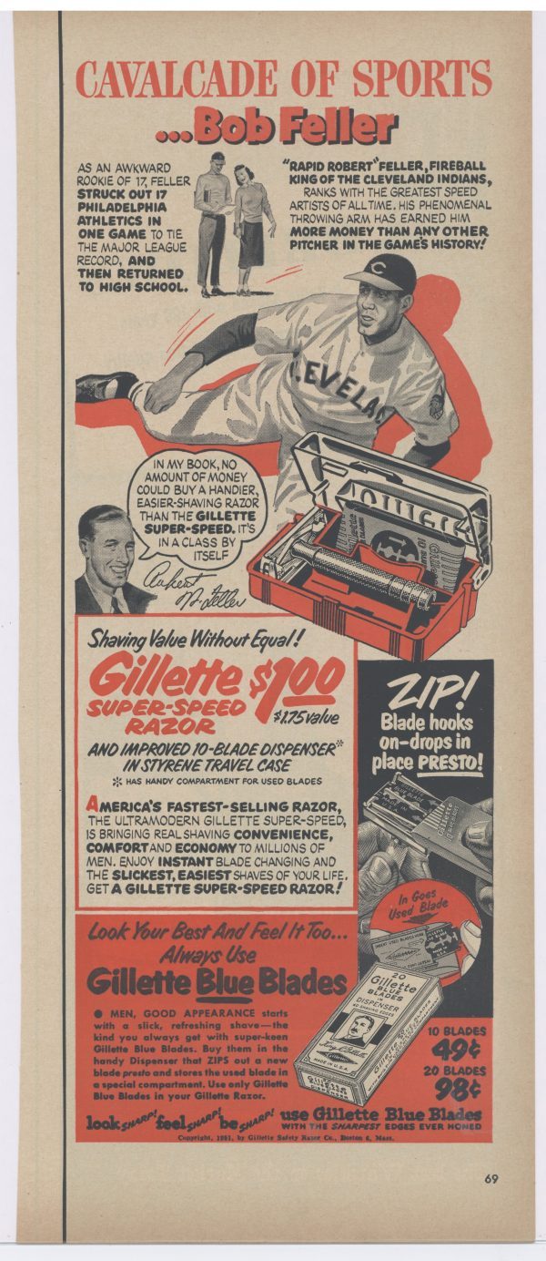 1951 Gillette Razors Bob Feller