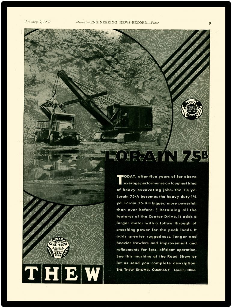 1930 Thew Shovel Company Lorain Model 75B Shovel/ Excavator Collectible Metal Sign With Mack