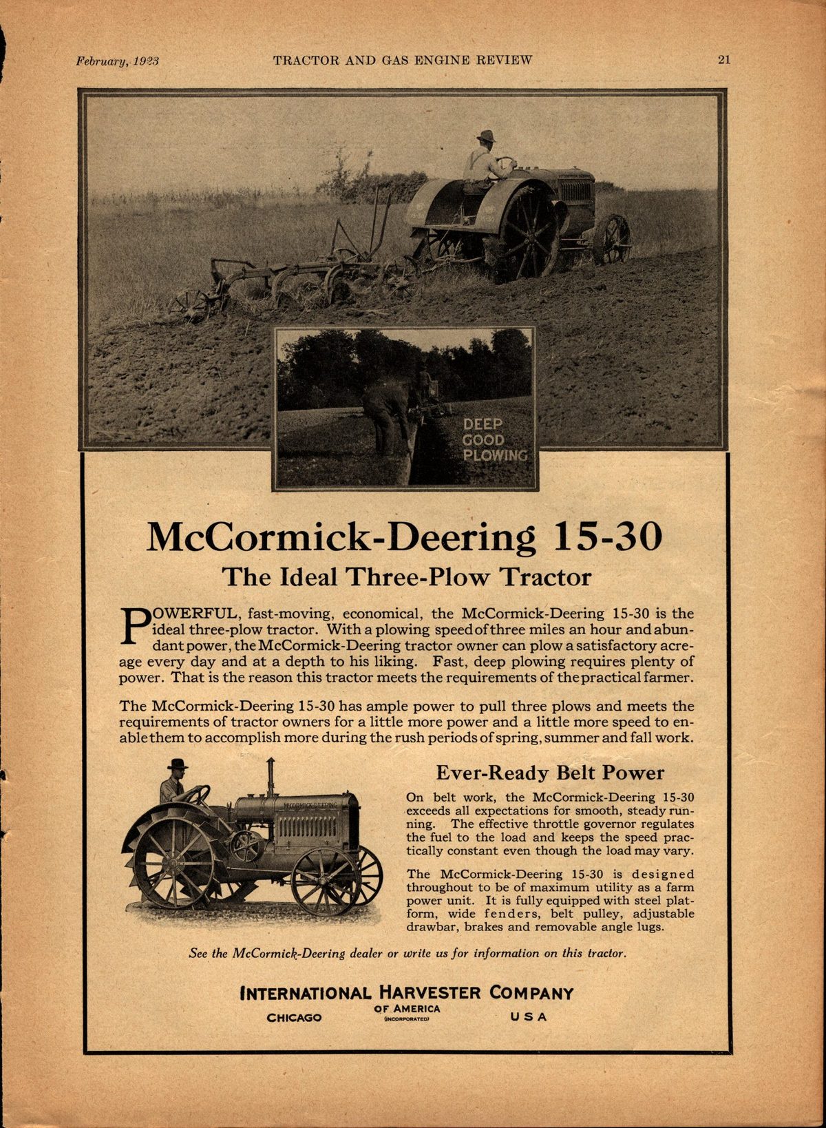 1919 McCormick Deering 1530 Tractor by International Harvester