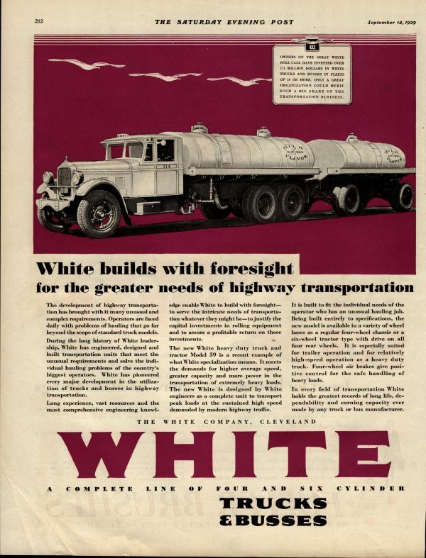 1929 White Tanker Truck