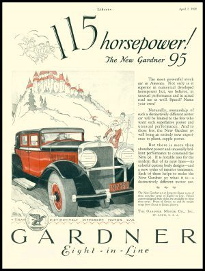 1928 Gardner Motor Cars Collectible Metal Sign: Gardner 95 Model -St. Louis, Missouri