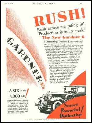 1929 Gardner Motor Cars Collectible New Metal Sign: Gardner Six - Image 1