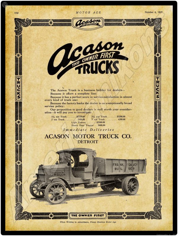 1917 Acason Motor Trucks