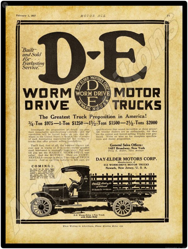 1917 Day Elder Motor Trucks 1