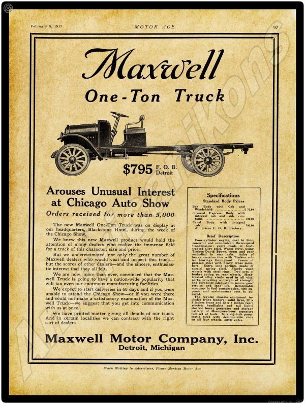 1917 Maxwell Motor Trucks 1
