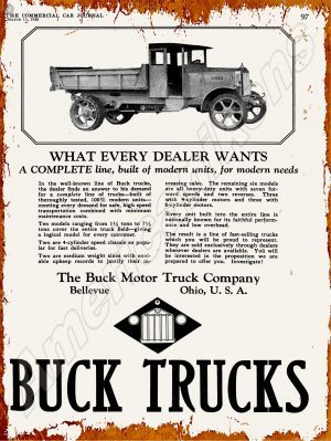 1926 Buck Trucks Collectible Metal Sign: Bellevue, Ohio