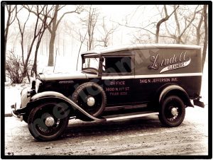 International Trucks Collectible Metal Sign: Lindell Cleaners Delivery.