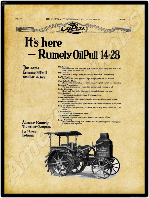 1917 Rumely Oil Pull 15
