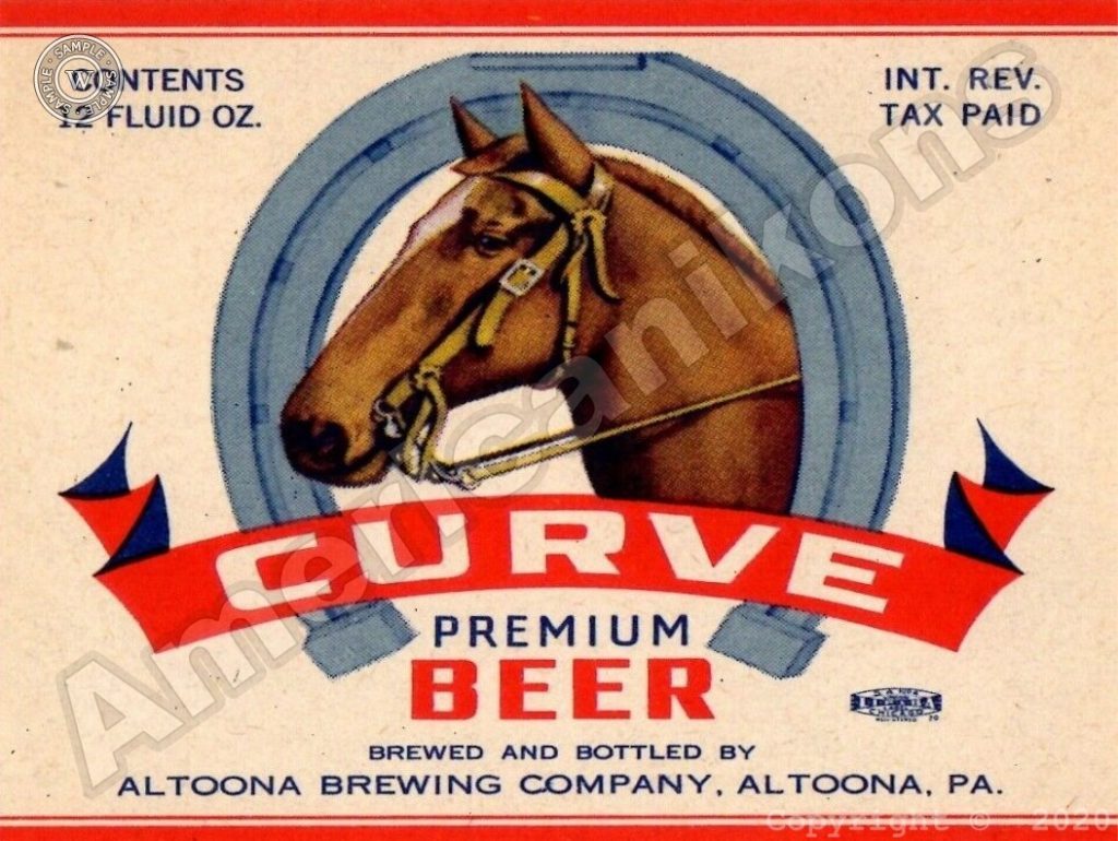 Curve Premium Beer Collectible Metal Sign Altoona, Pennsylvania American Ikons