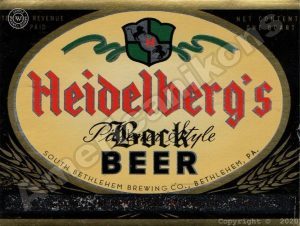 Heidelberg's Bock Beer Collectible Metal Sign: Bethlehem, Pennsylvania