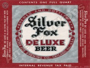 Silver Fox Beer Collectible Metal Sign: Peter Fox Brewing - Chicago, Illinois