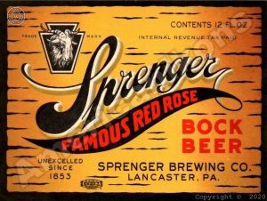 Sprenger Bock Beer Collectible Metal Sign: Lancaster, Pennsylvania