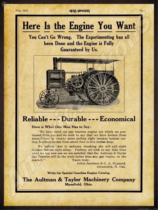 1911 Aultman & Taylor Tractors 1