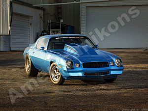 1979 Chevrolet Camaro Collectible Metal Sign: Drag Car in Blue