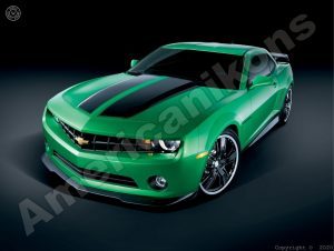 2010 Chevrolet Camaro Collectible Metal Sign: Mean Machine Green with Black Stripes