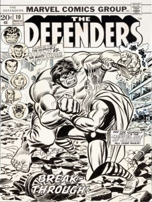 The Defenders 10 Comic Book Metal Sign: Thor Vs. Hulk - Large Size