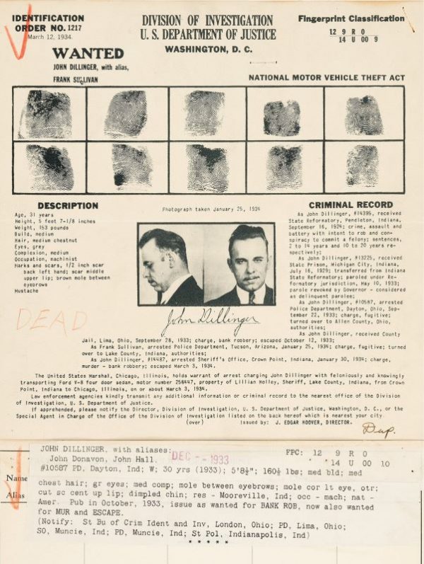 dillinger wanted