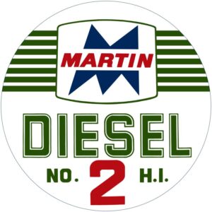 Martin Gasoline Diesel No. 2 Collectible NEW Steel Sign: 28" Diameter & Made in USA - Image 1
