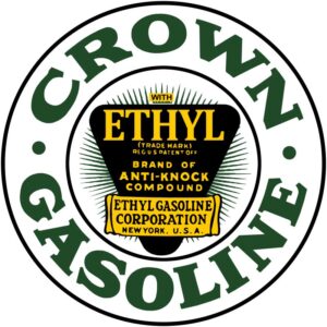 Crown Gasoline with Ethyl Collectible NEW Steel Sign: 28" Diameter Round Free Shipping Made in USA - Image 1
